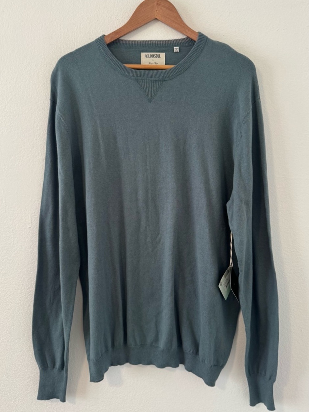 Linksoul Golf Cotton Cashmere Sweater Teal Elbow Patches Casual NWT Large
